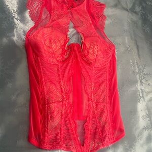 Victoria's Secret Hot Pink Lace Chemise